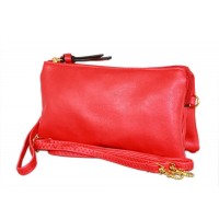 Clutch Small Shoulder Bag - Multi Function Bag W/Credit Card Slots - Red - BG-SF695RD